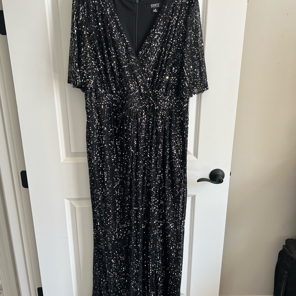 Black Sequin Evening Dress size 18